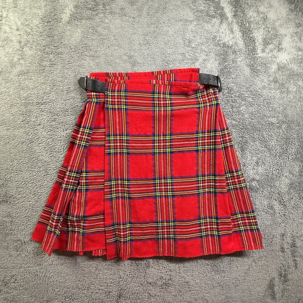 Scottish Design Tartans Red Plaid Kilt Size 32 100% Acrylic Traditional Colorful
